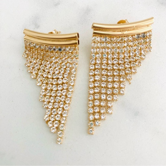 Gold Fringe Earrings. Hoop Fringe Earrings - Picture 5 of 9